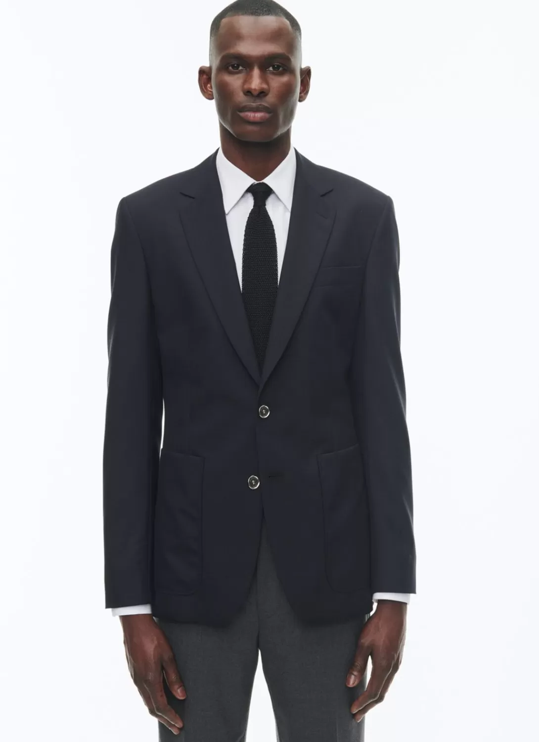 Fursac Organic Wool Canvas Blazer Jacket Navy Blue Sale