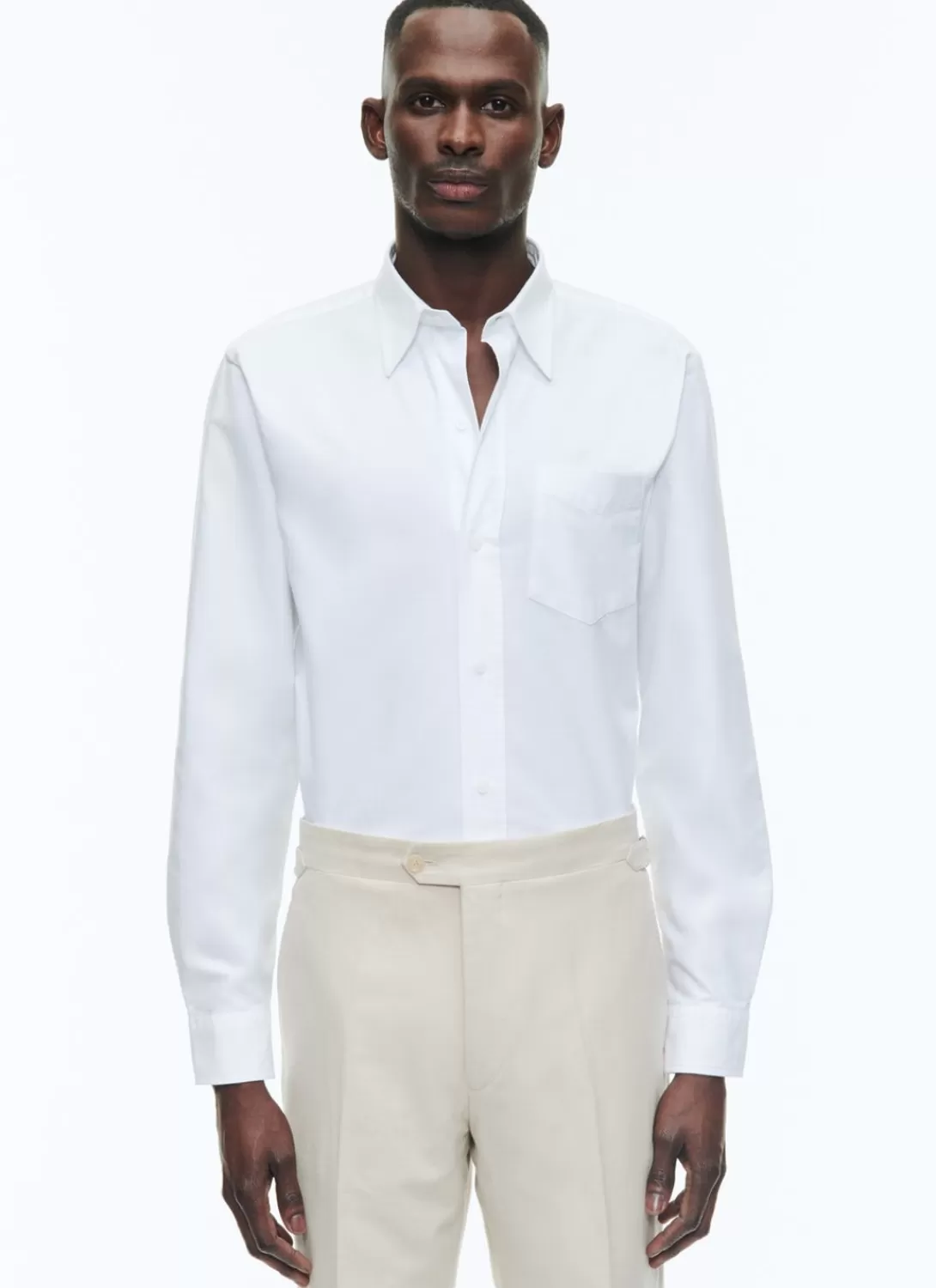Fursac Oxford Cotton Shirt With Swallow Collar White Best Sale