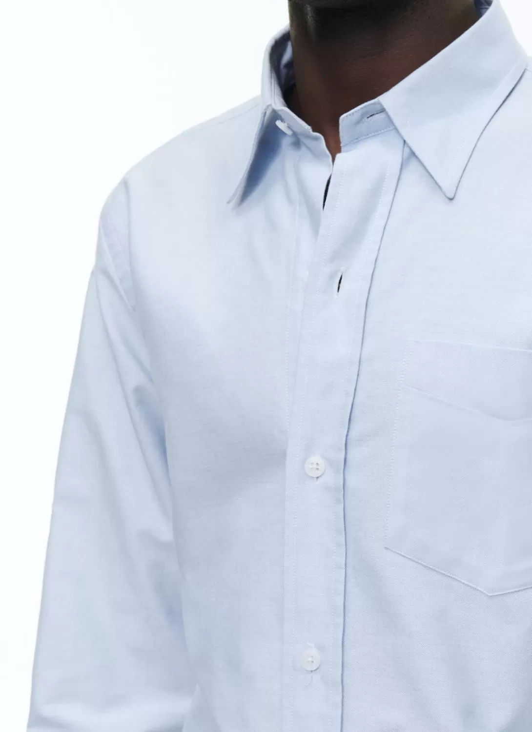 Fursac Oxford Cotton Shirt With Swallow Collar Sky Blue Store