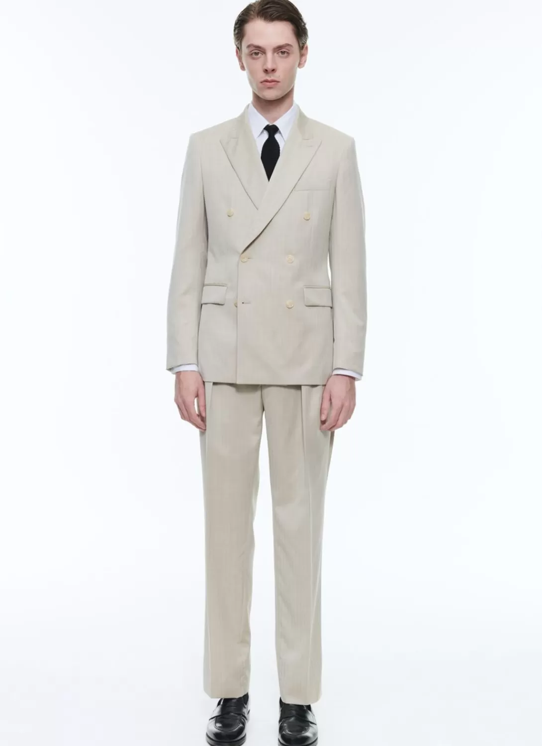 Fursac Patterned Wool Double-Breasted Suit Beige - Houndstooth Pattern Best