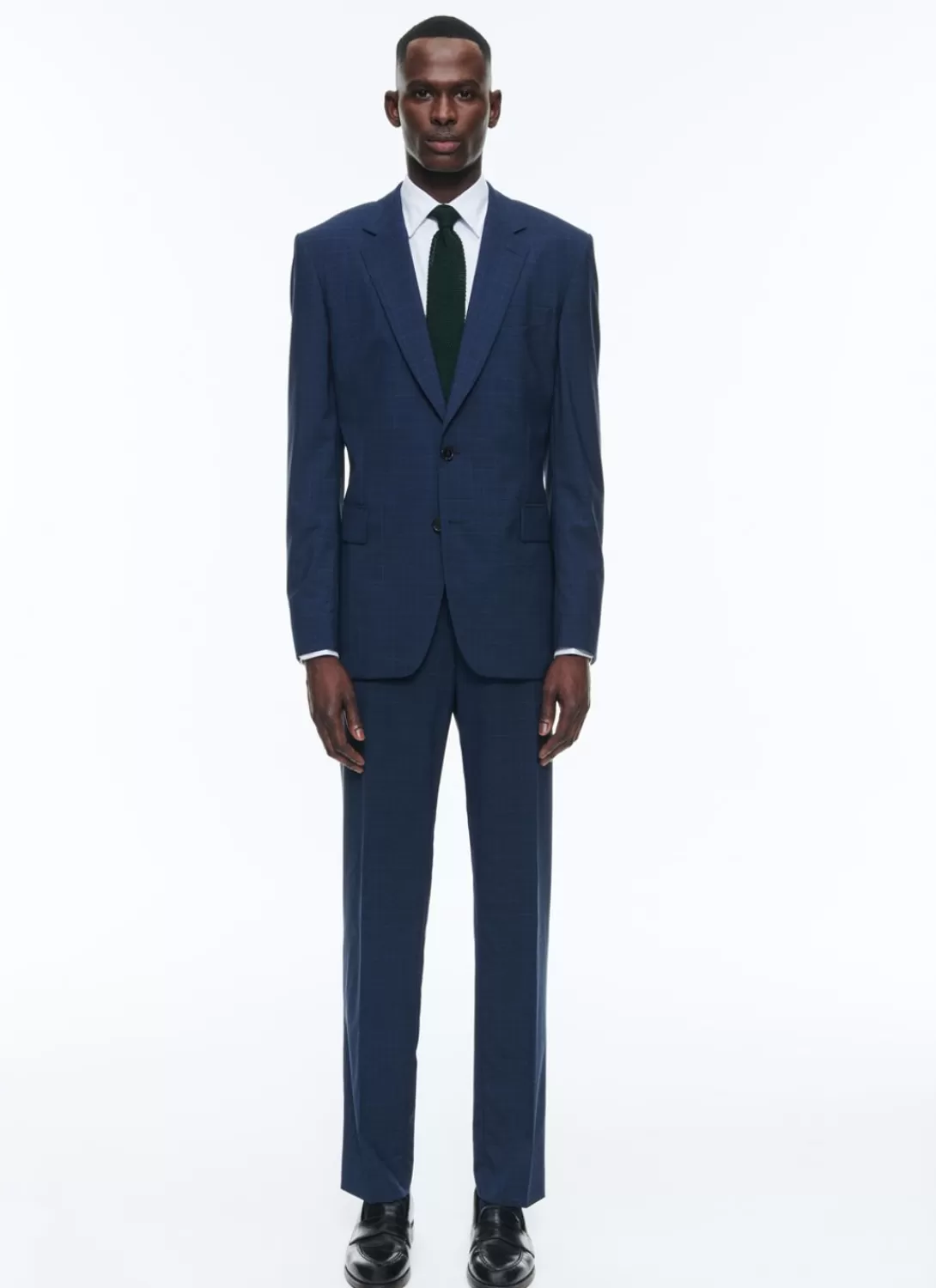 Fursac Prince Of Wales Wool Canvas Suit Navy Blue - Prince Of Wales Pattern Shop