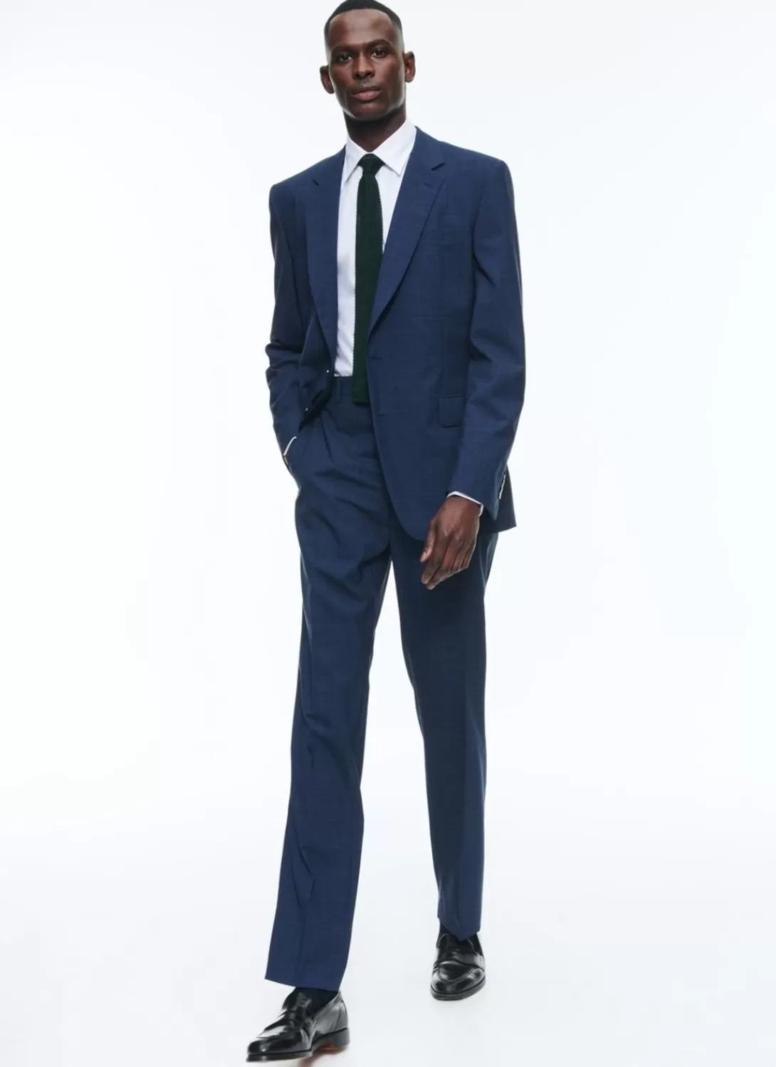 Fursac Prince Of Wales Wool Canvas Suit Navy Blue - Prince Of Wales Pattern Shop