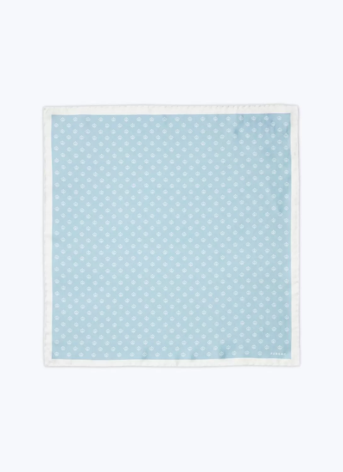 Fursac Printed Silk Twill Pocket Square Sky Blue Hot