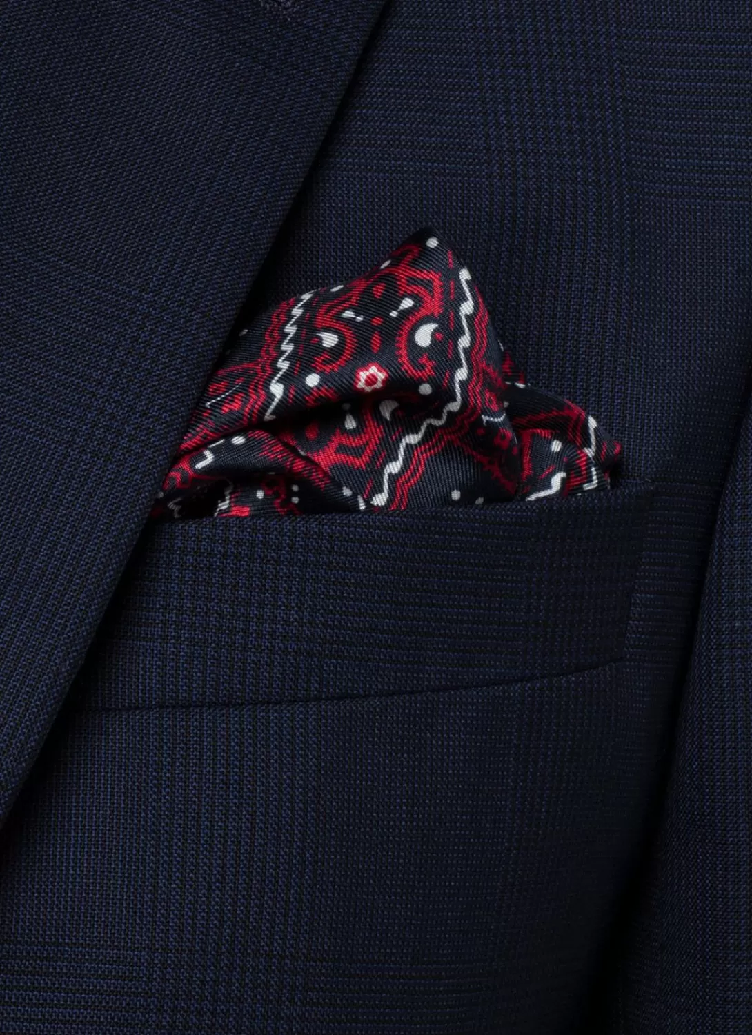 Fursac Printed Silk Twill Pocket Square Navy Blue - Bandana Print Store