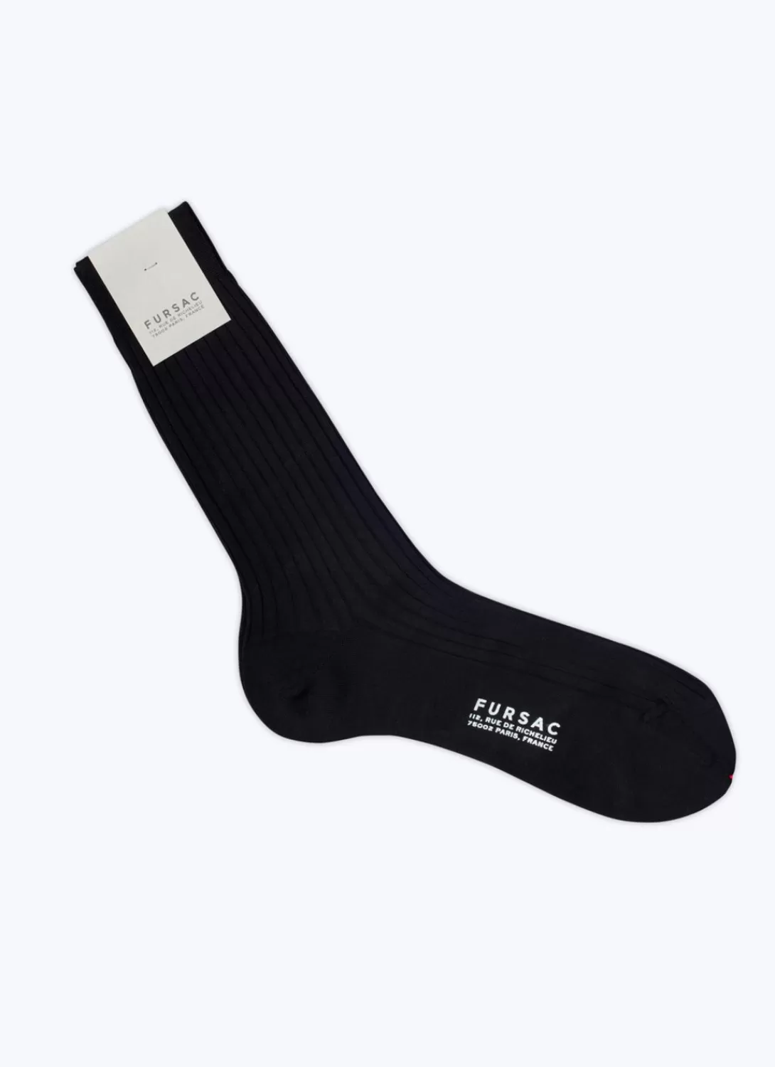 Fursac Ribbed Eyptian Cotton Socks Black New
