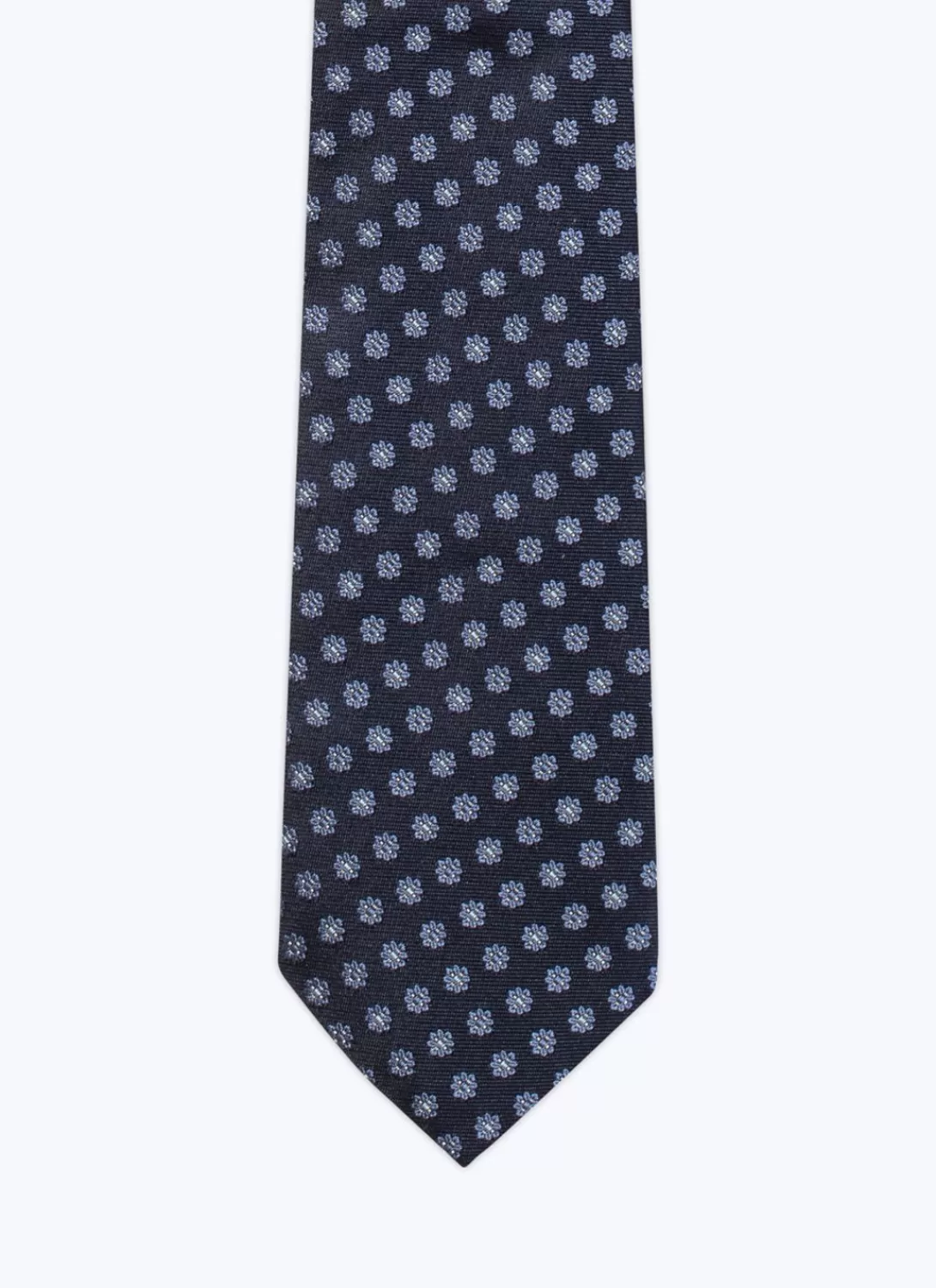 Fursac Silk Jacquard Tie Navy Blue - Sky Blue Flowers Pattern Cheap