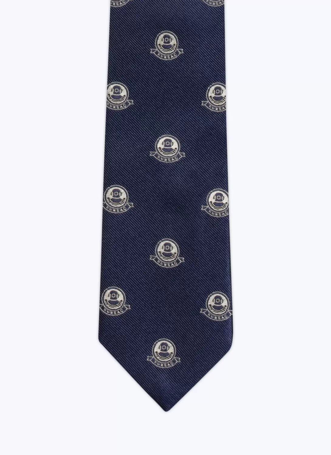 Fursac Silk Satin Jacquard Tie Navy Blue - Diving Suit Pattern Discount