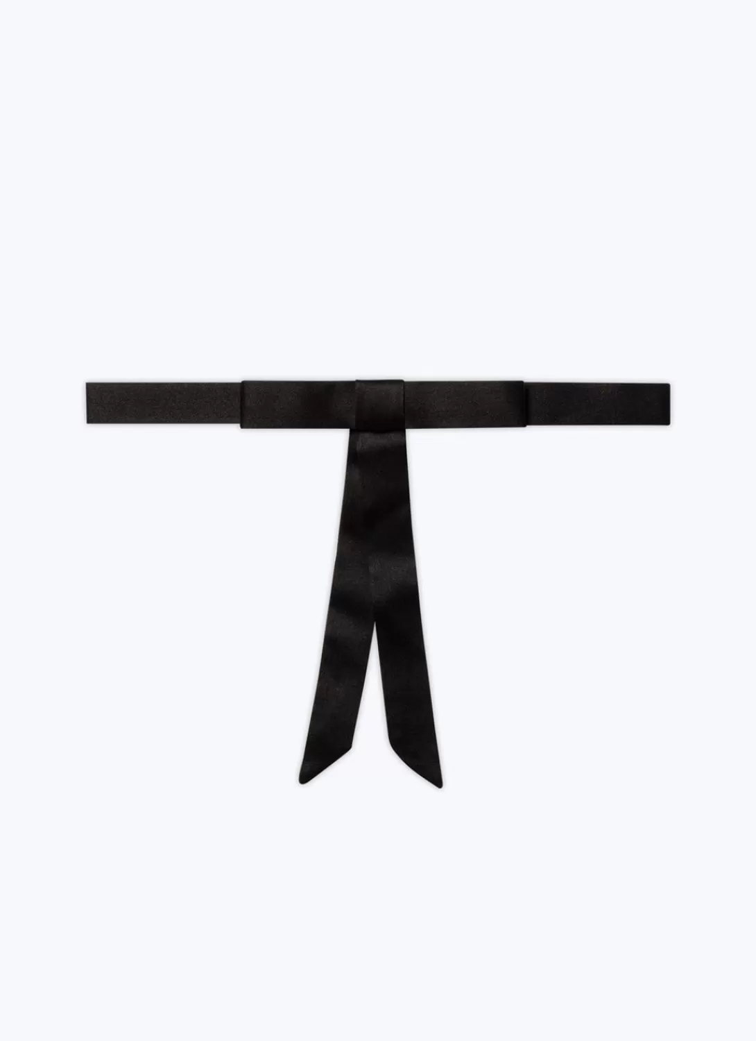 Fursac Silk Satin Long Bow Tie Black - Tone On Tone Tabby Fashion