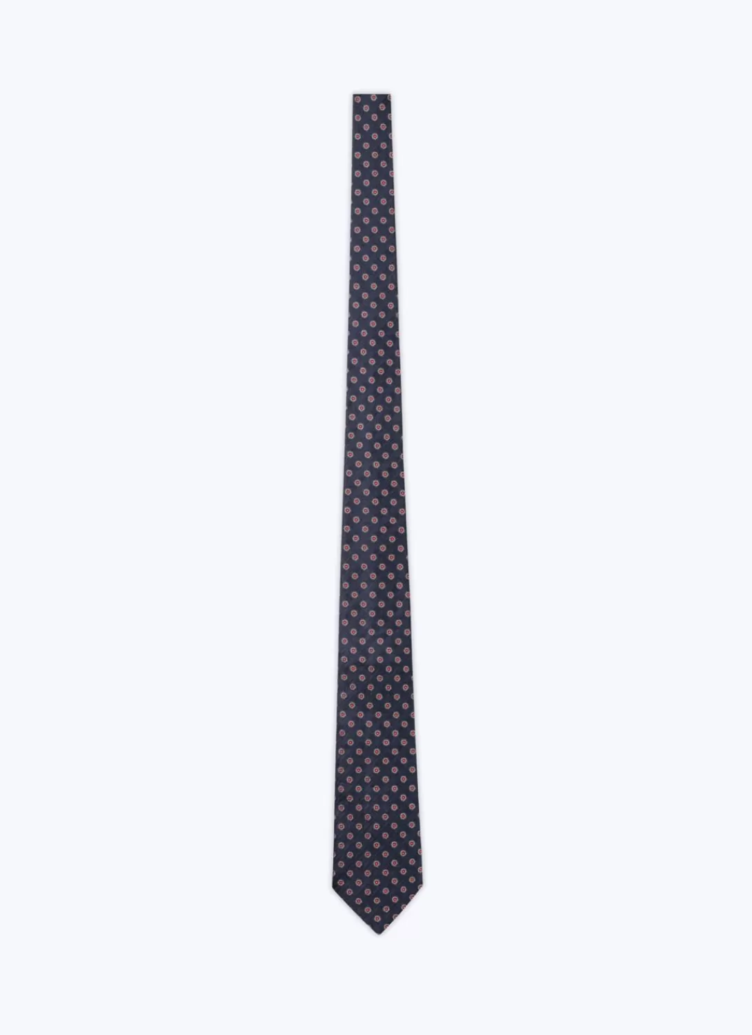 Fursac Silk Satin Tie With Pattern Navy Blue - Fancy Jacquard Micro-Design Clearance