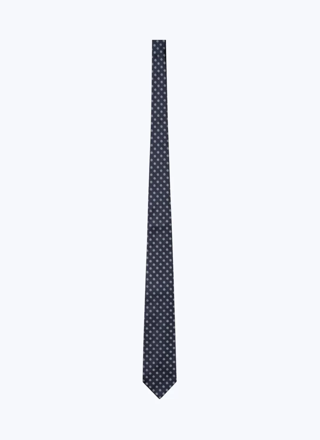 Fursac Silk Satin Tie With Pattern Navy Blue - Fancy Jacquard Micro-Design Online