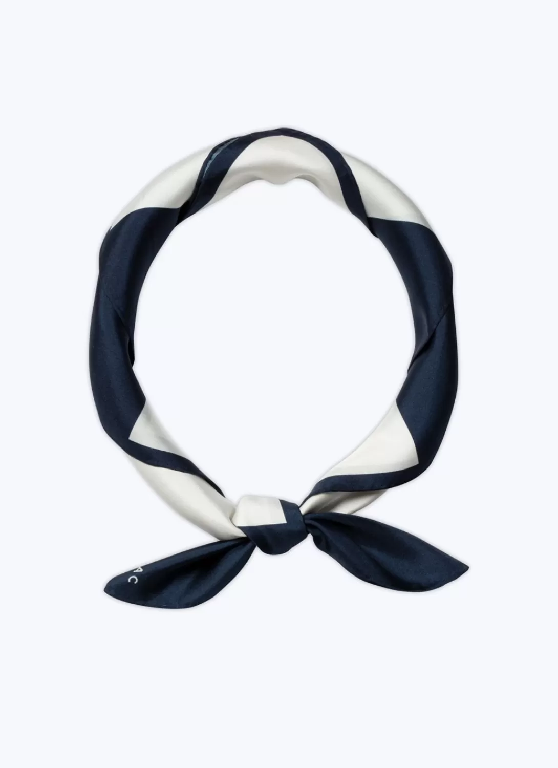 Fursac Silk Scarf With Checkerboard Print White And Navy Blue Best Sale