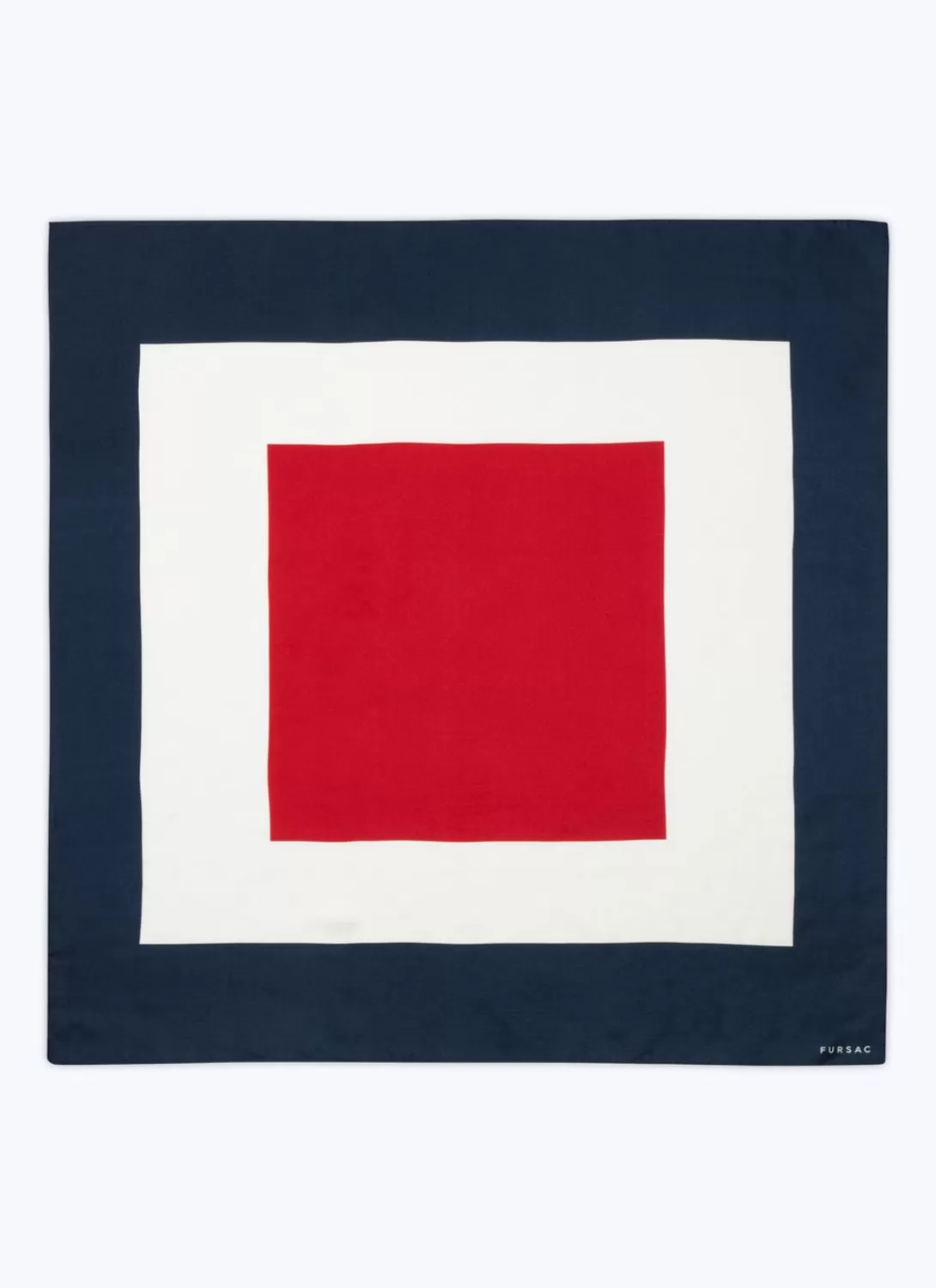 Fursac Silk Scarf With Geometrical Print White, Red And Navy Blue Flash Sale