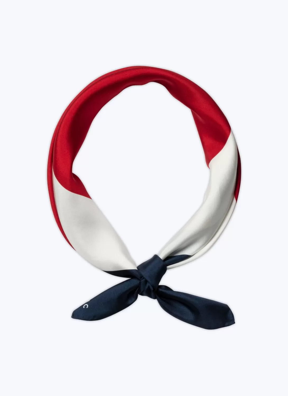 Fursac Silk Scarf With Geometrical Print White, Red And Navy Blue Flash Sale