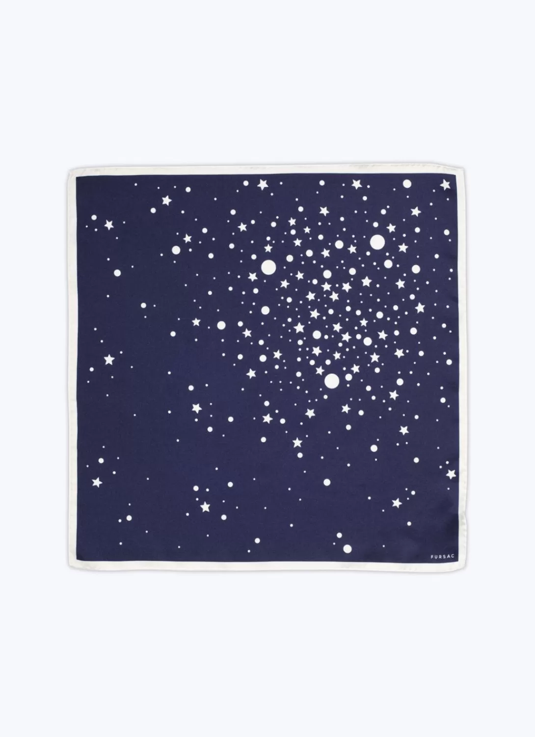 Fursac Silk Twill Pocket Square Navy Blue - Stars Print Sale