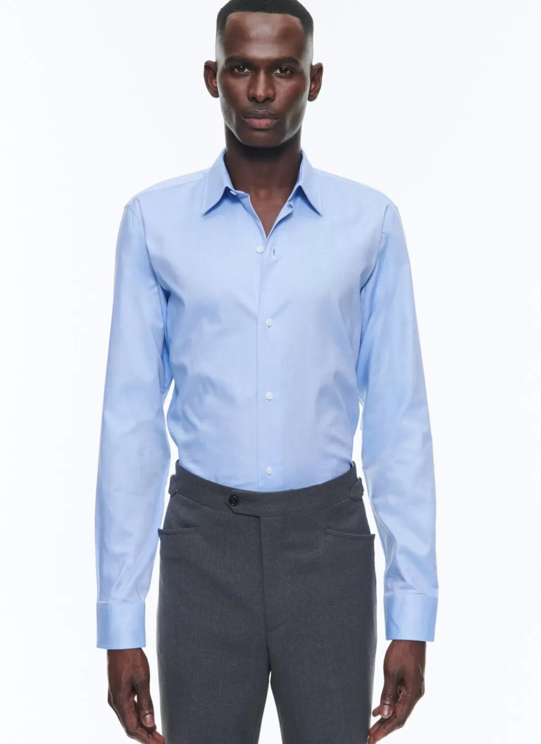 Fursac Sky Blue Micro Weaved Cotton Shirt Sky Blue - Micro Weaved Hot