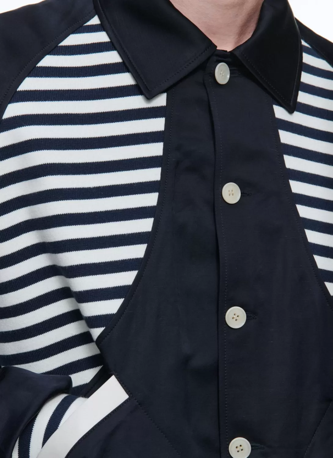Fursac Striped Canvas "Atlantique" Jacket Navy Blue - Striped Yokes New
