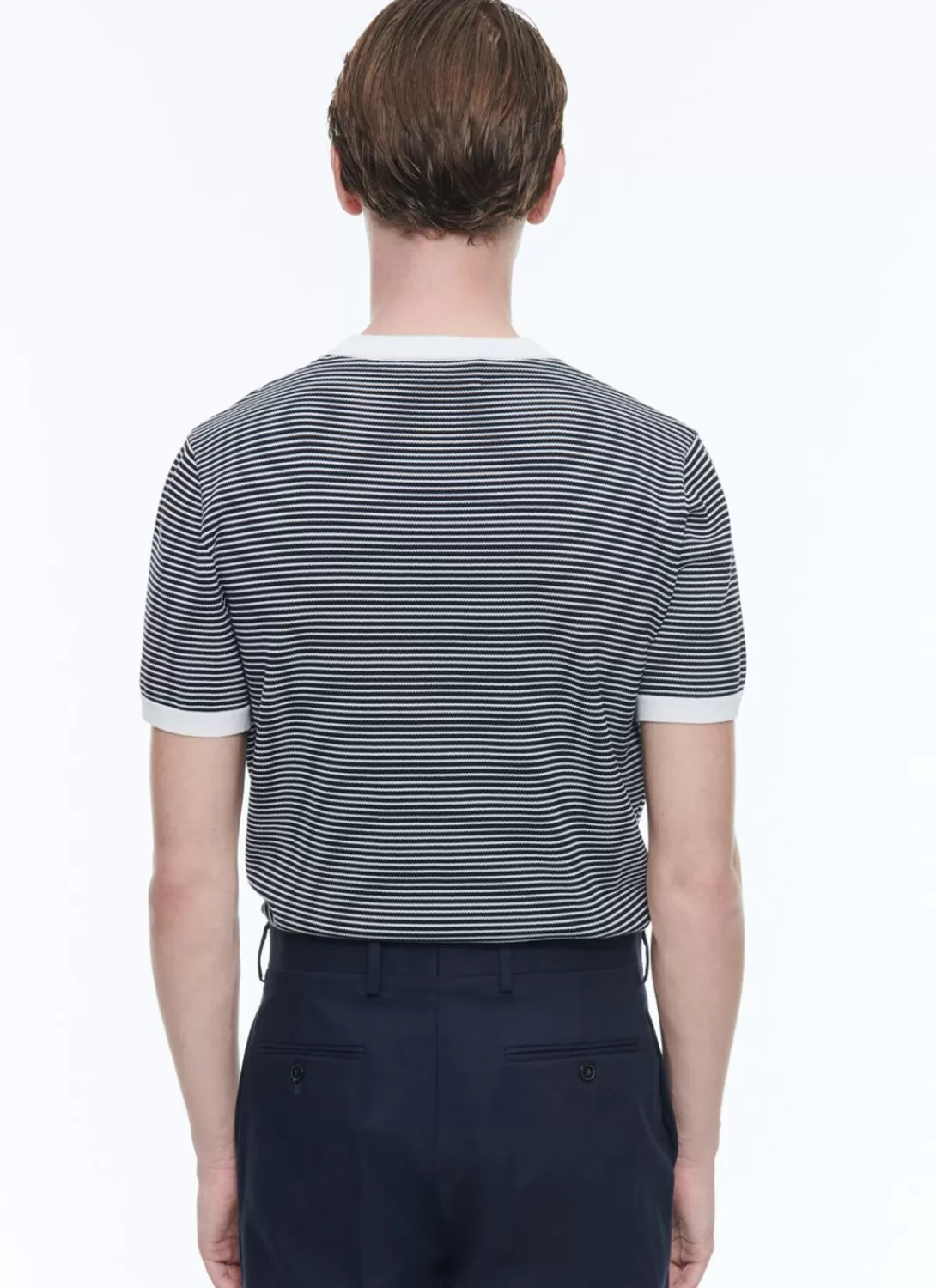 Fursac Striped Mercerized Cotton T-Shirt Ecru And Navy Blue Stripes Cheap
