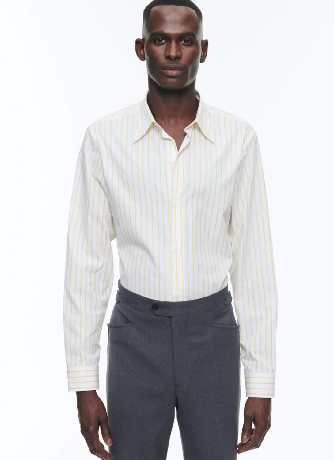 Fursac Striped Shirt With Swallow Collar White - Yellow Stripes Sale