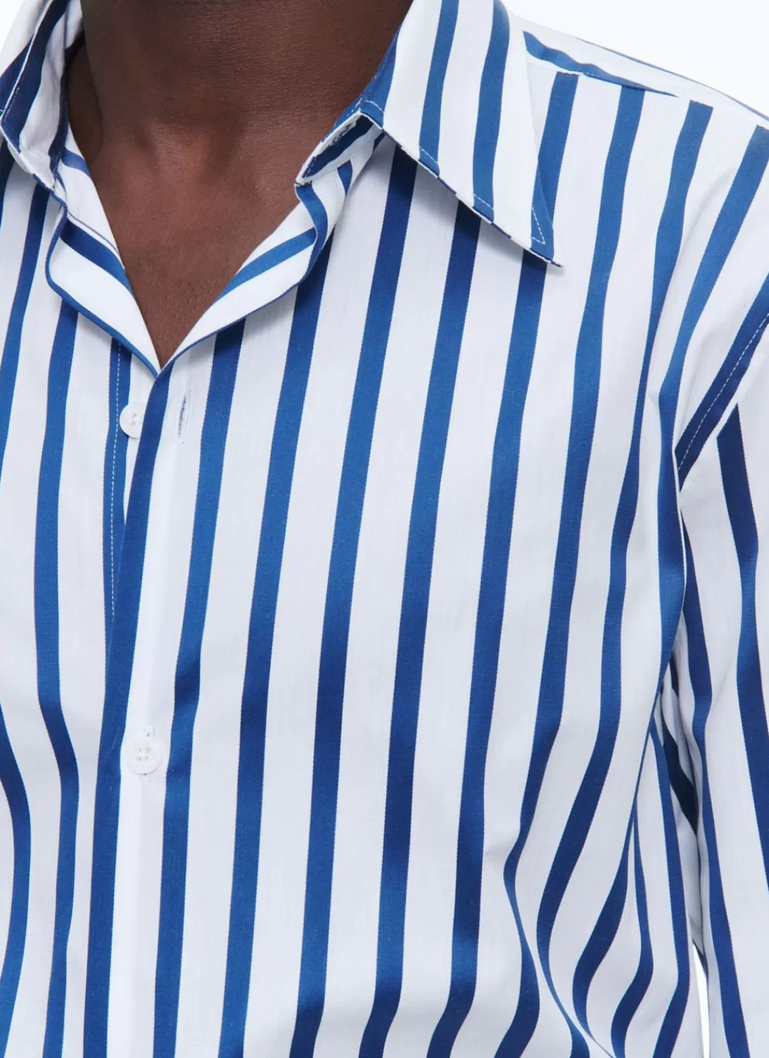 Fursac Striped Shirt With Swallow Collar White - Blue Stripes Flash Sale