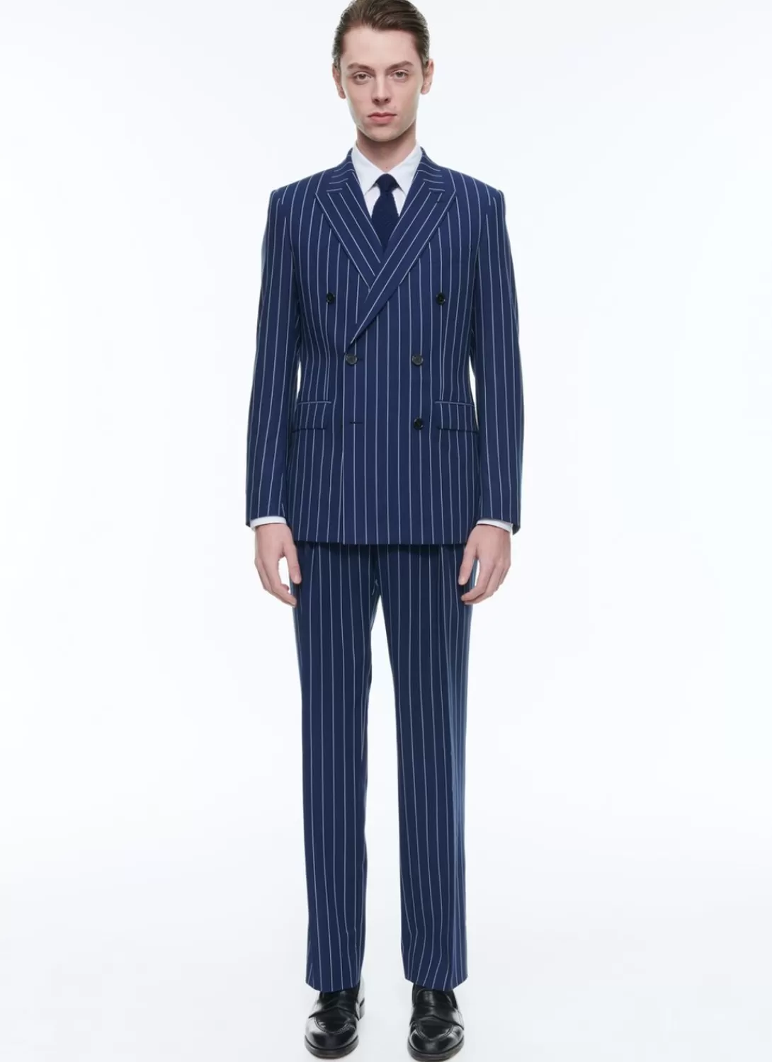 Fursac Striped Wool Double-Breasted Suit Blue - Stripes Outlet
