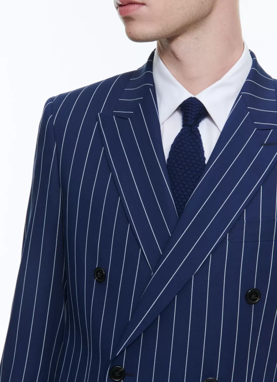 Fursac Striped Wool Double-Breasted Suit Blue - Stripes Outlet