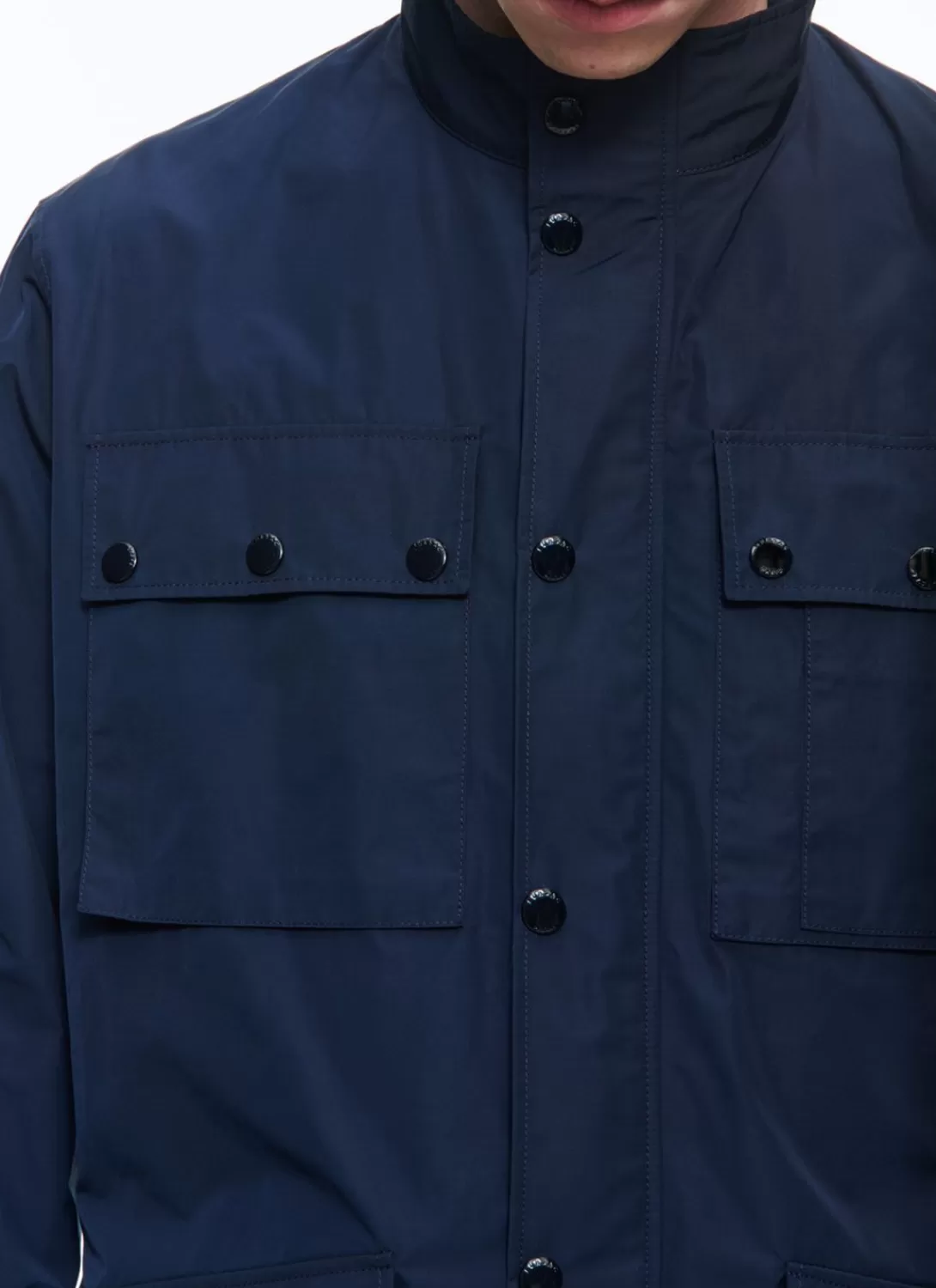 Fursac Technical Canvas Multipockets Parka Navy Blue Store