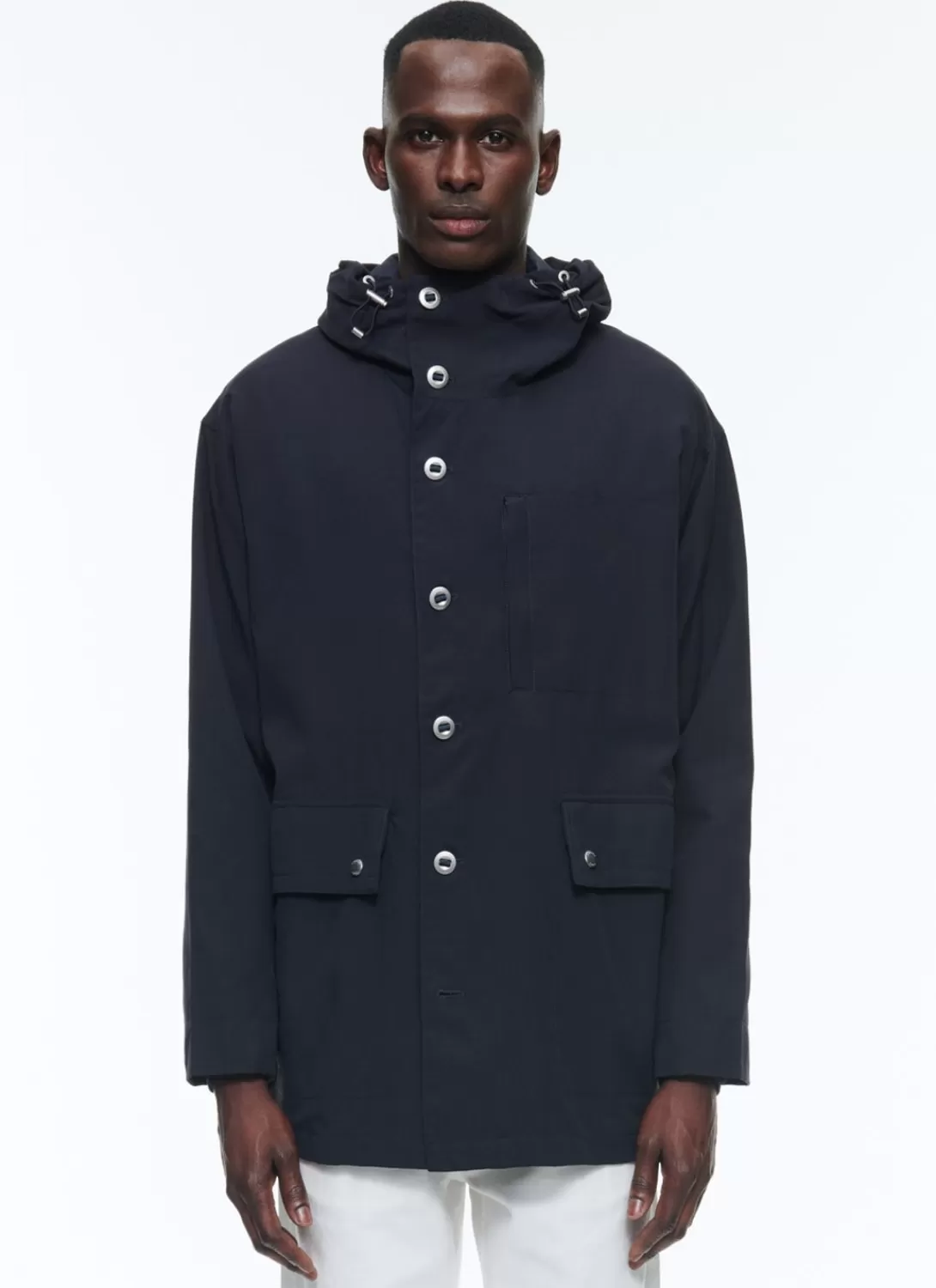 Fursac Technical Canvas Nautical Parka Navy Blue Hot