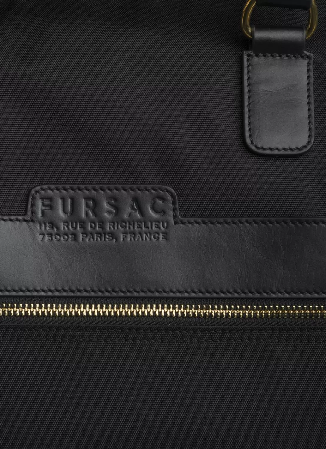 Fursac Technical Fabric And Leather Travel Bag Black New