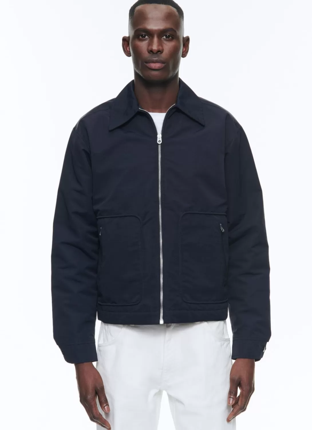 Fursac Technical Fabric Quilted Jacket Navy Blue Cheap