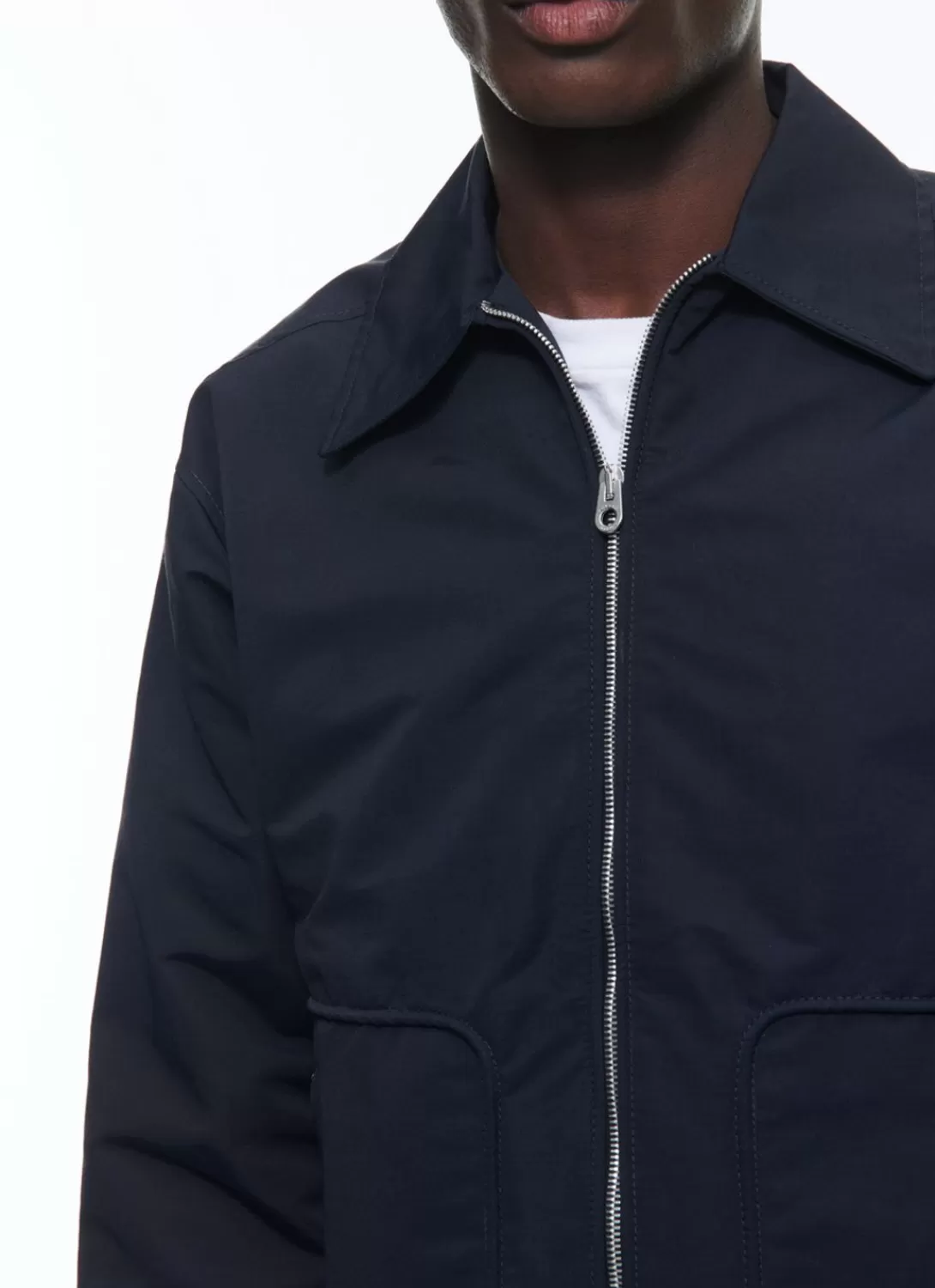Fursac Technical Fabric Quilted Jacket Navy Blue Cheap