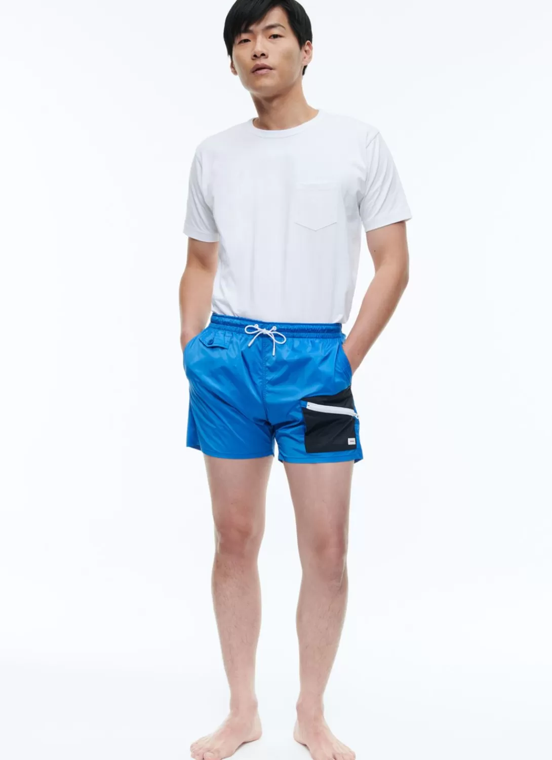 Fursac Technical Fabric Swim Shorts Blue New