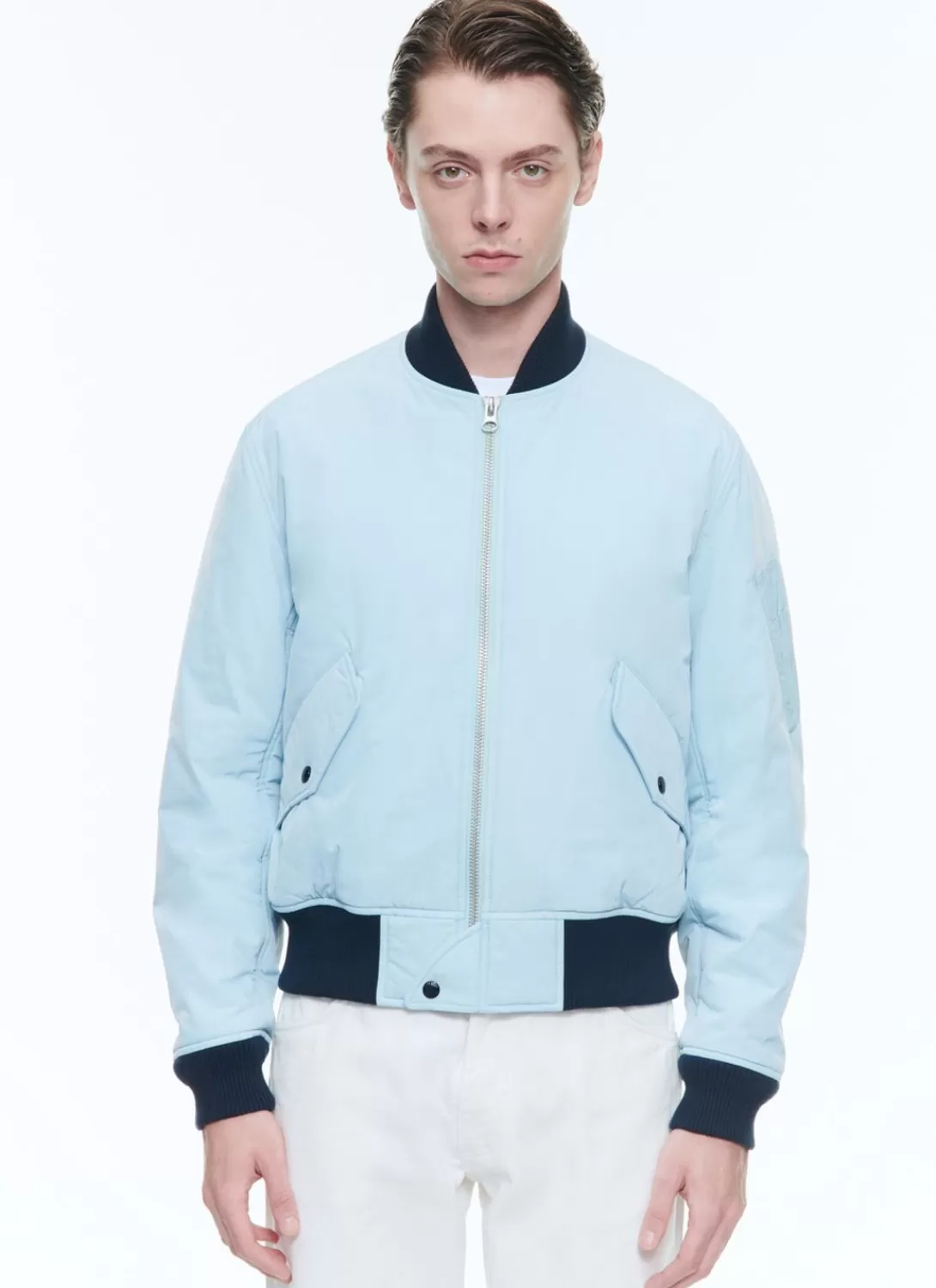 Fursac Technical Serge Jacket Sky Blue - Navy Blue Hems New