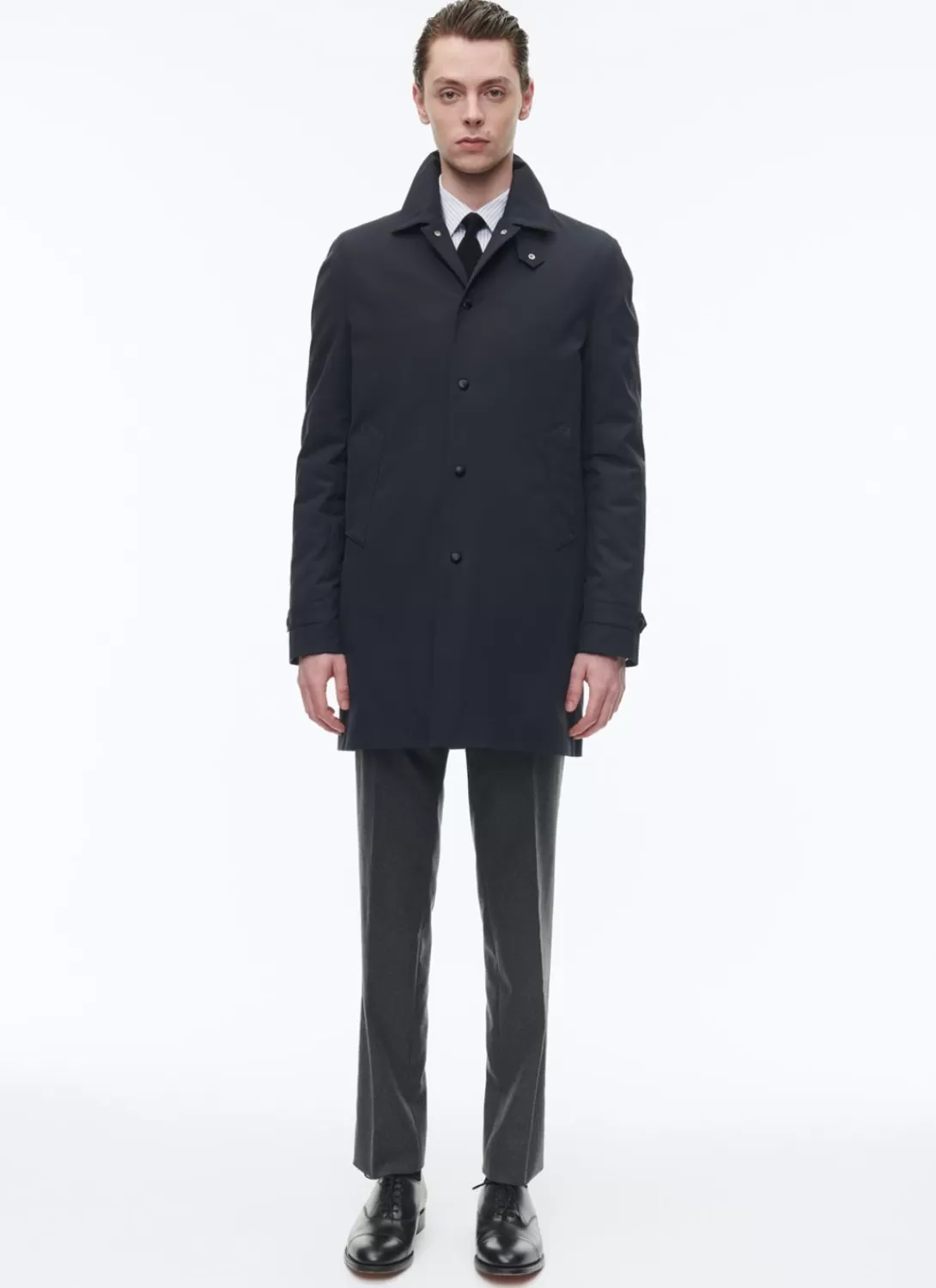 Fursac Technical Serge Water-Repellent Coat Navy Blue Cheap