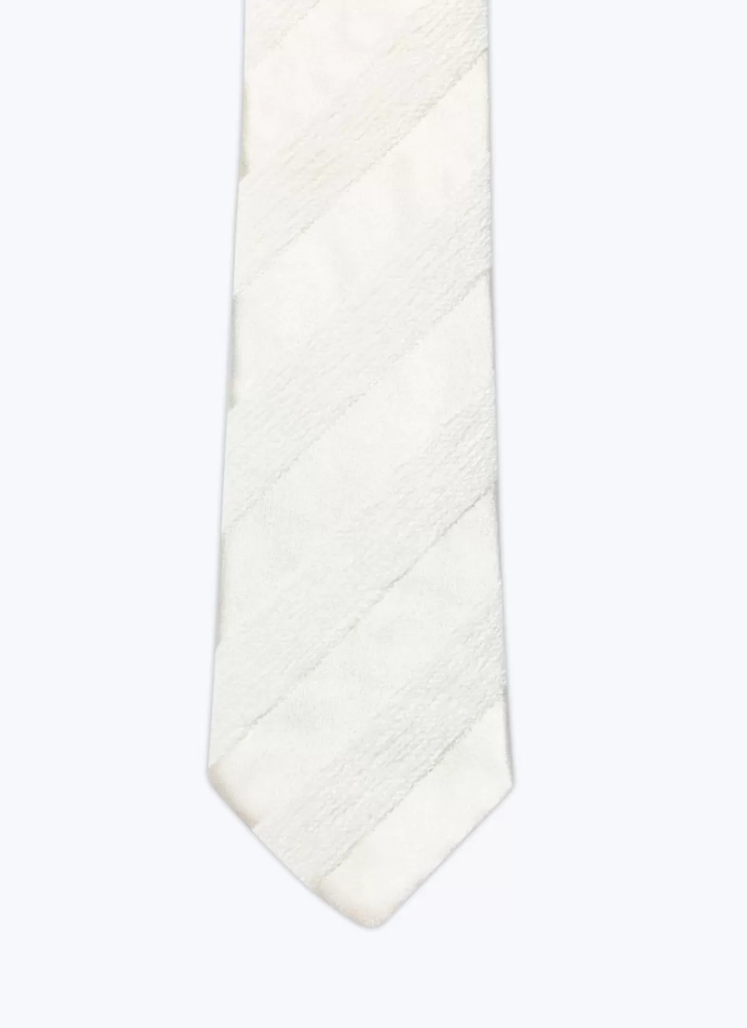 Fursac Velvet And Silk Tie With Stripes Ecru Best Sale