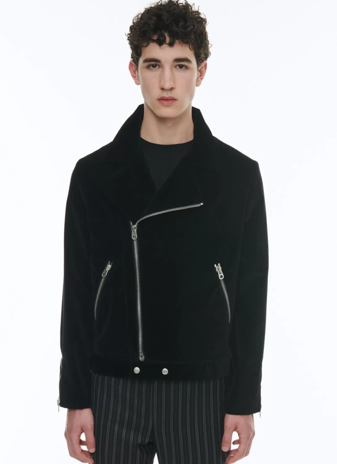 Fursac Velvet Biker Jacket Black Discount