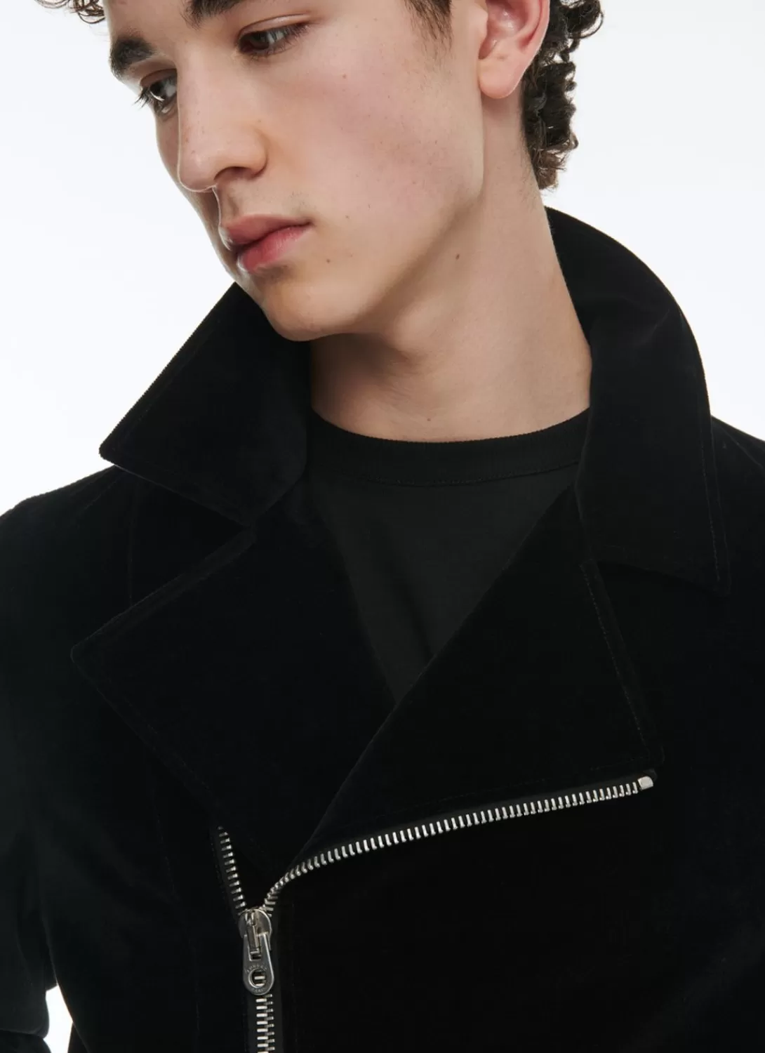 Fursac Velvet Biker Jacket Black Discount