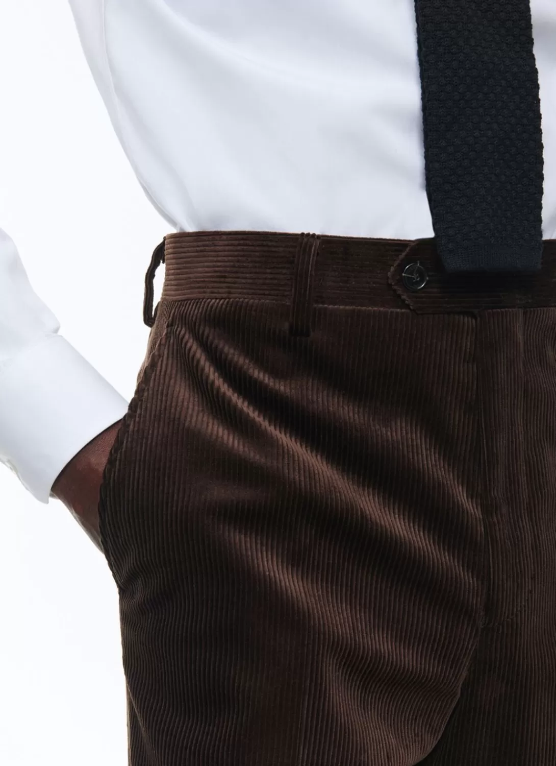 Fursac Velvet Fitted Trousers Brown Flash Sale