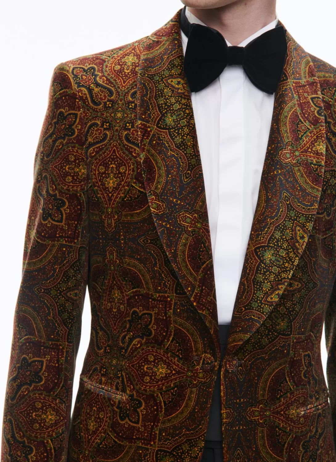 Fursac Velvet Fitted Tuxedo Brown - Paisley Print Best Sale