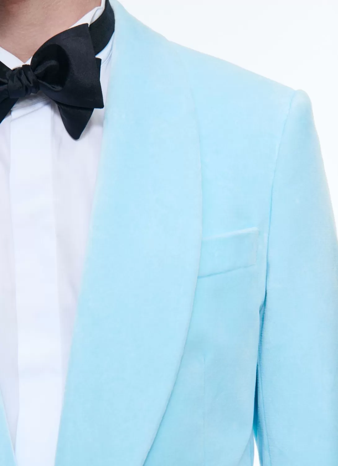 Fursac Velvet Shawl Collar Tuxedo Jacket Ice Blue Cheap