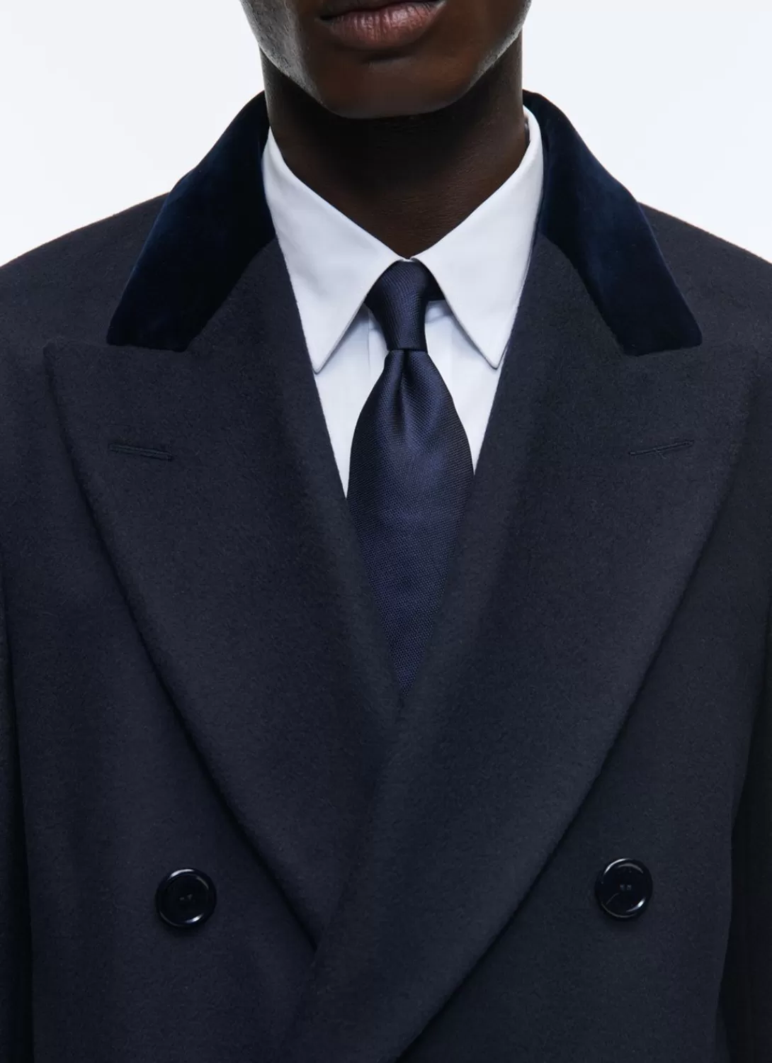 Fursac Virgin Wool Double-Breasted Coat Navy Blue Discount