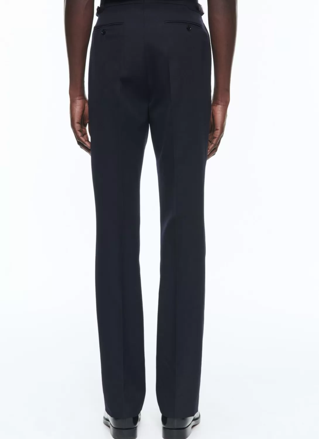 Fursac Virgin Wool Fitted Trousers Navy Blue Store