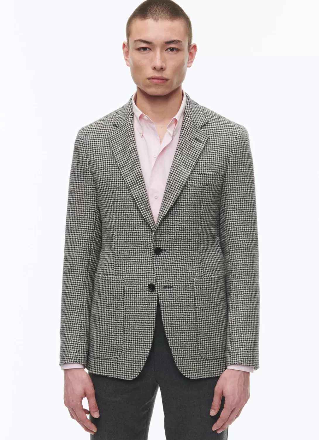 Fursac Virgin Wool Straight Jacket Black And White Houndstooth Hot