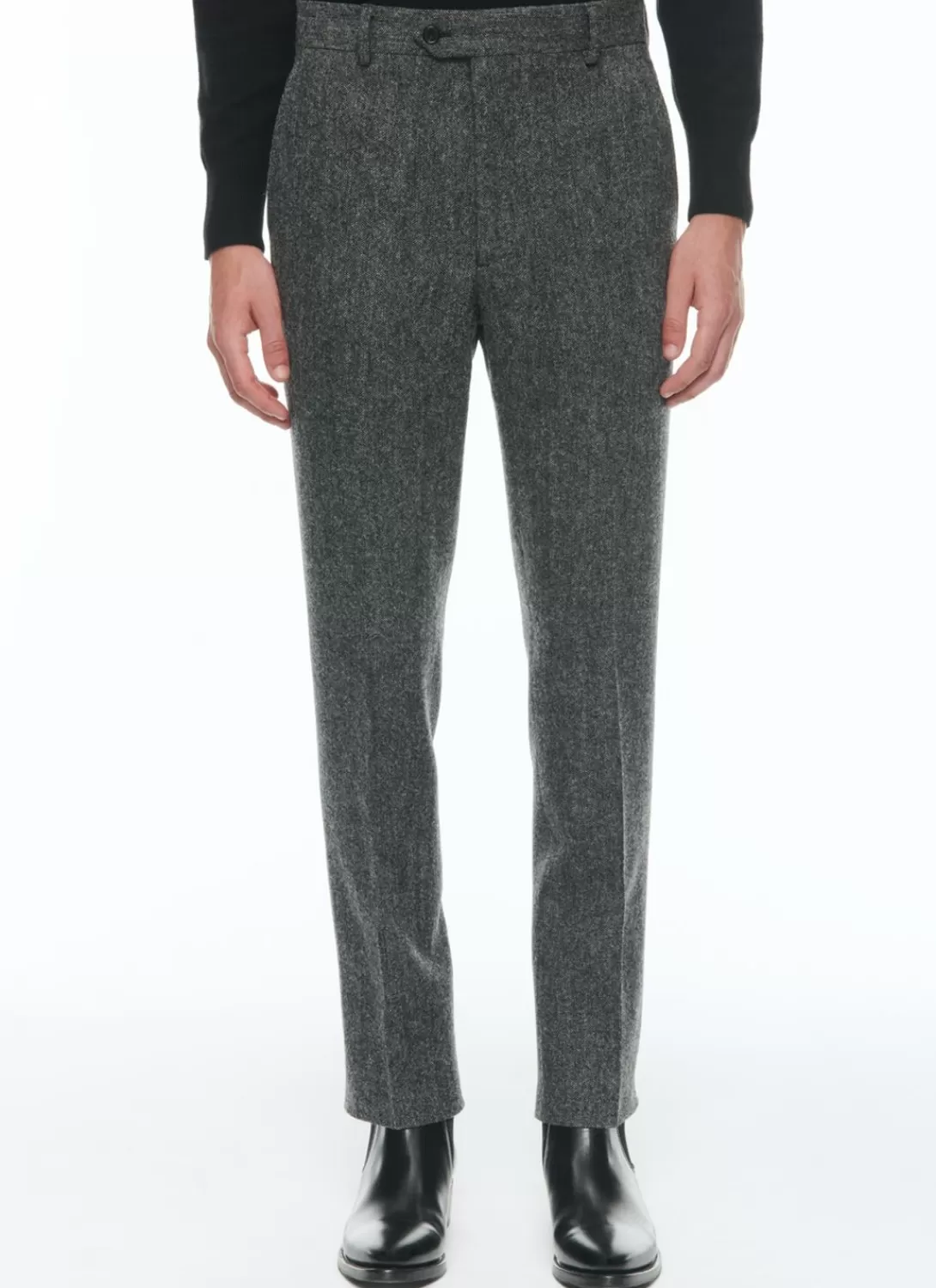 Fursac Virgin Wool Tweed Fitted Trousers Grey Cheap
