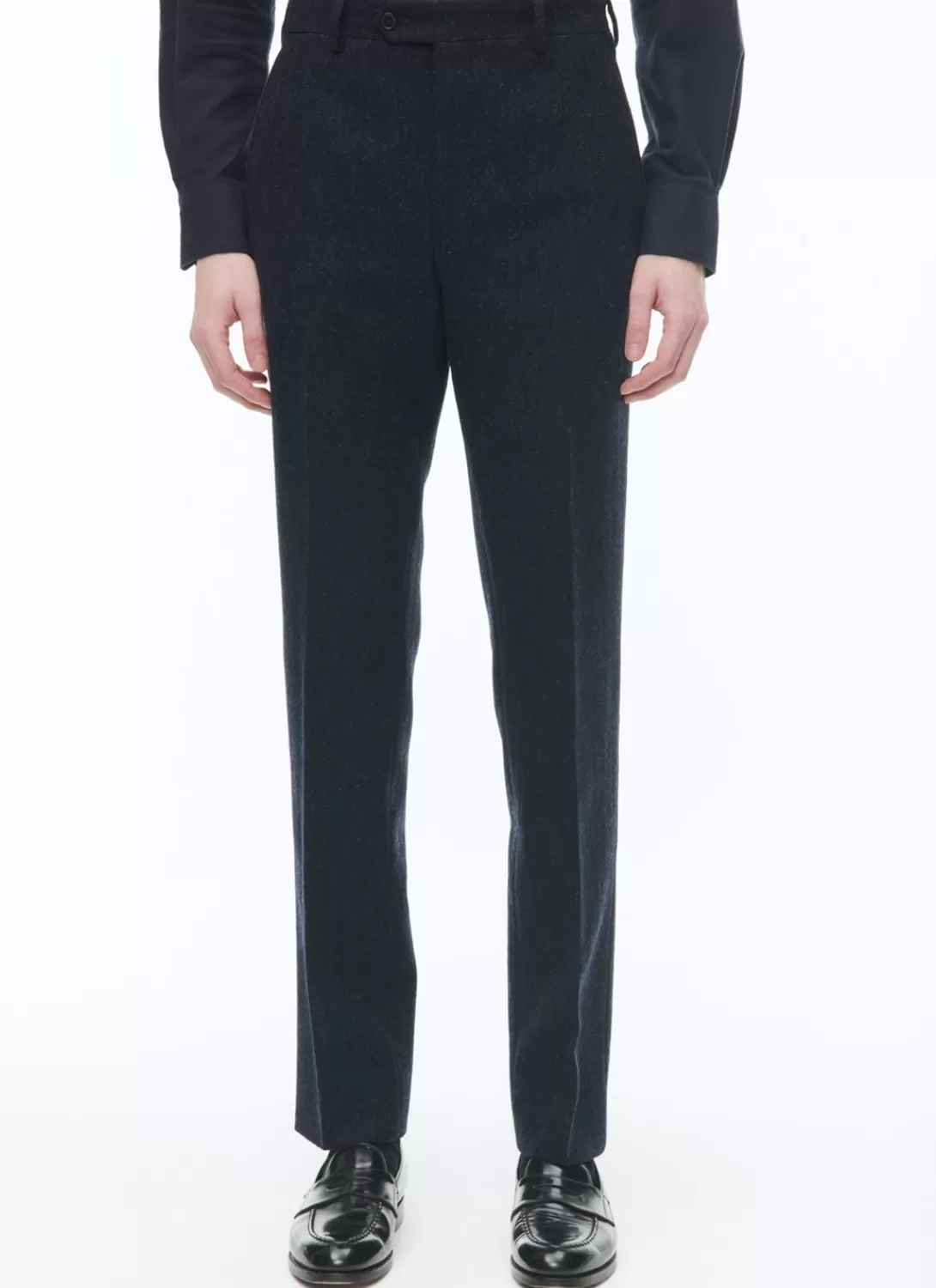 Fursac Virgin Wool Tweed Fitted Trousers Navy Blue Discount