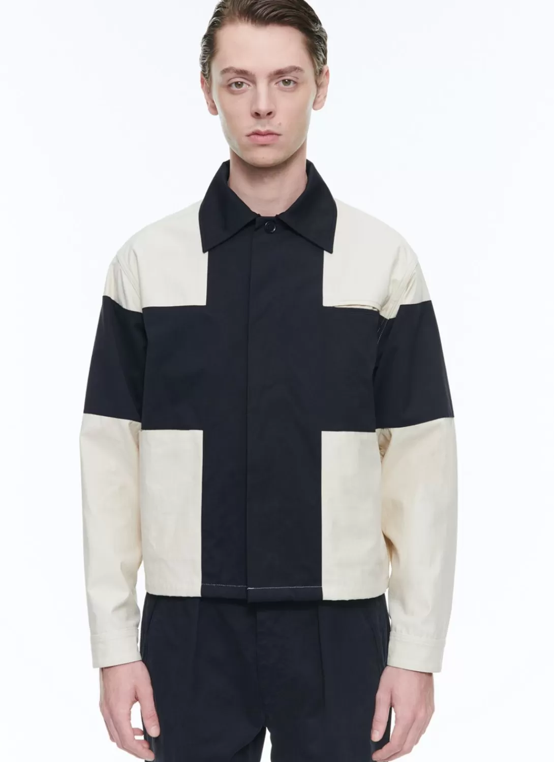 Fursac Water-Repellent Canvas Jacket Beige And Navy Blue Discount