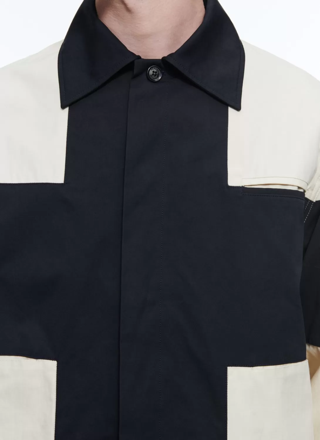 Fursac Water-Repellent Canvas Jacket Beige And Navy Blue Discount