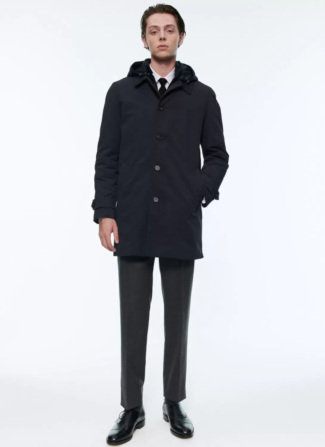 Fursac Water-Repellent Canvas Parka Navy Blue Discount