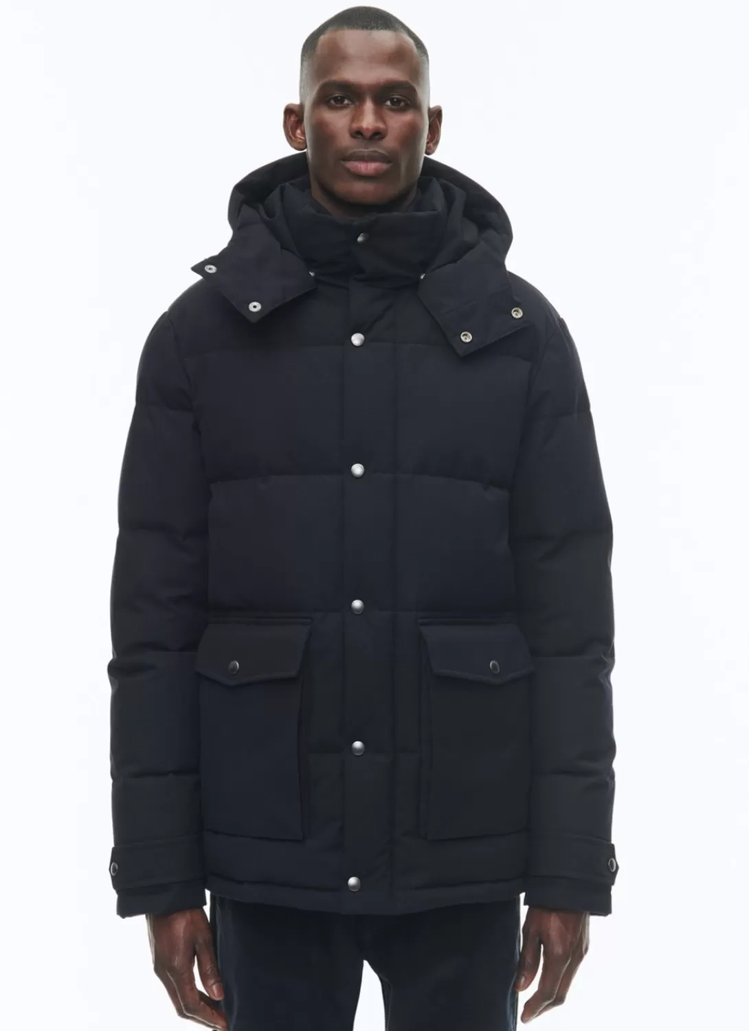 Fursac Water-Repellent Down Jacket With Hood Navy Blue Shop