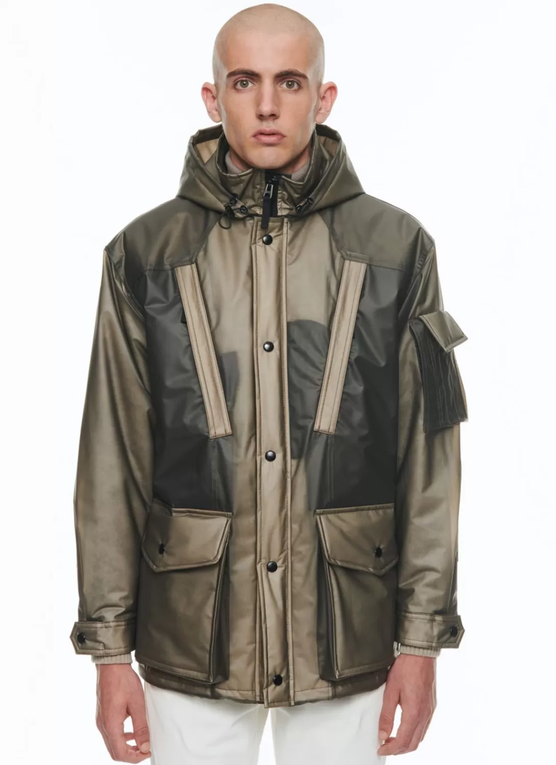 Fursac Water-Repellent See-Through Parka See-Through Grey Sale