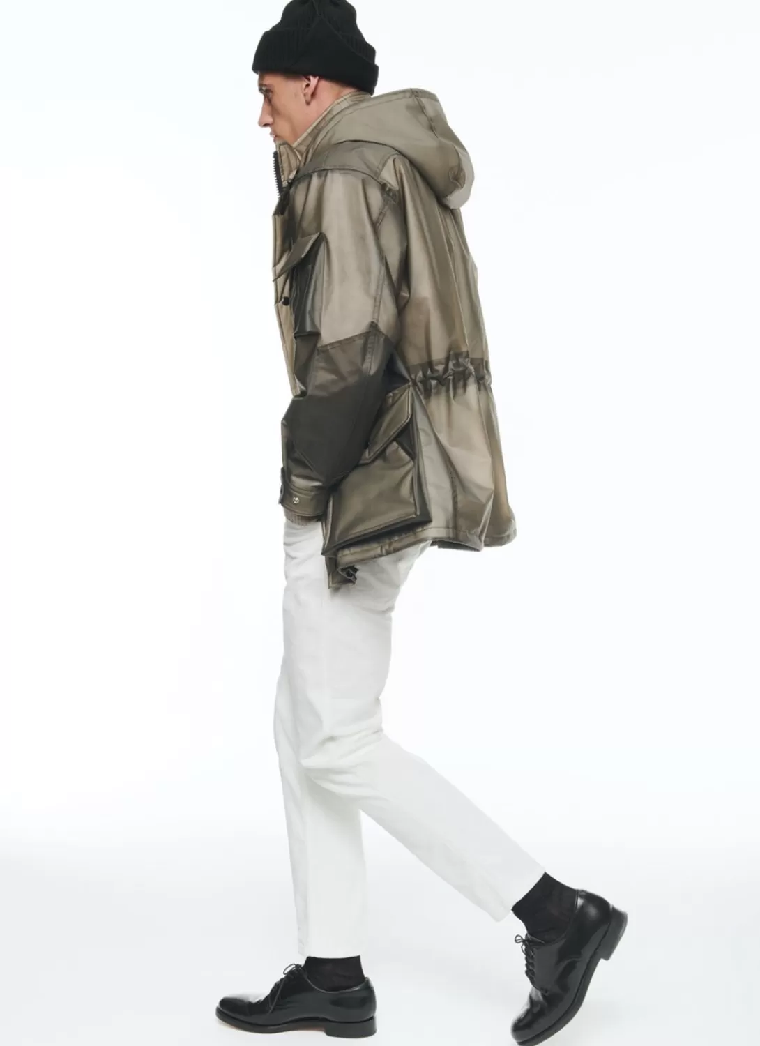 Fursac Water-Repellent See-Through Parka See-Through Grey Sale